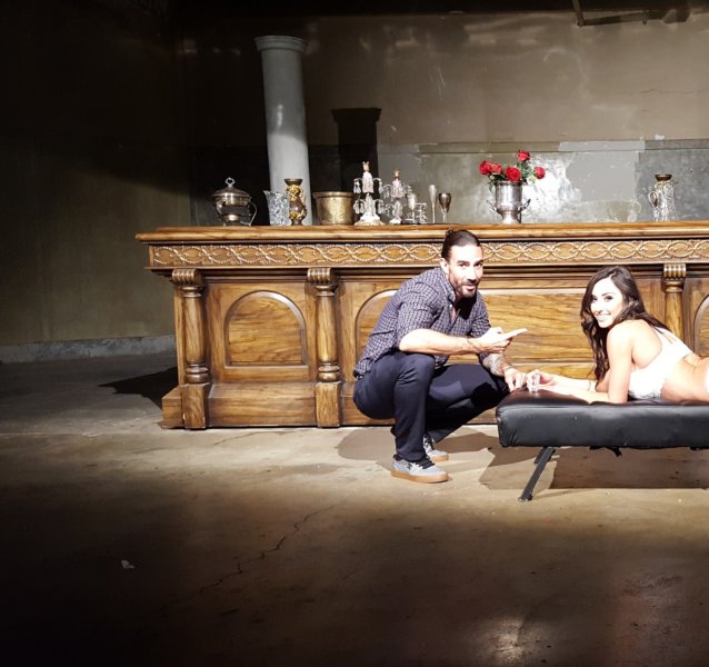 Daniel Dilallo with Reya Sunshine on set at the Armory.