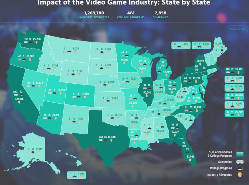 The ESA's report on game jobs and companies in the U.S.