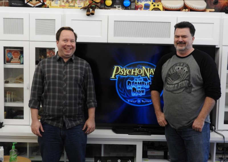 Chad Dawson (left) and Tim Schafer of Double Fine Productions.