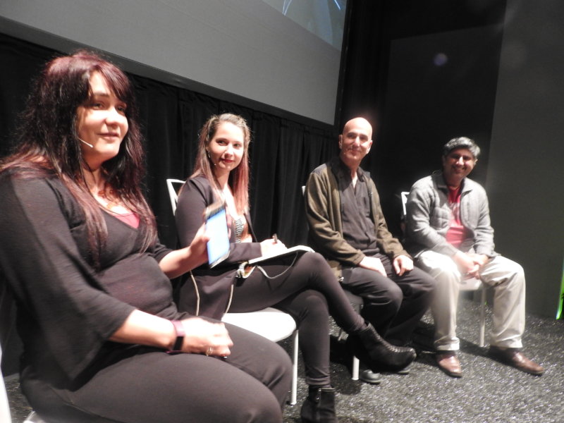 VR entertainment panelists: Margaret Wallace (left), Theresa Duringer, Noah Falstein, and Shiraz Akmal.