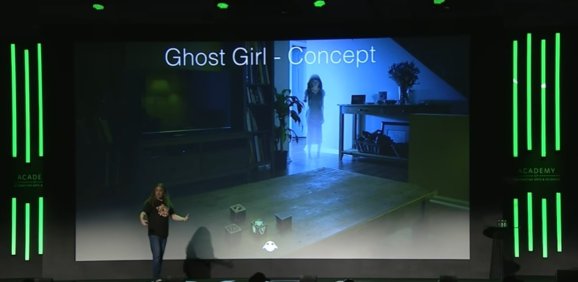 Graeme Devine shows the Ghost Girl concept at the DICE Summit.
