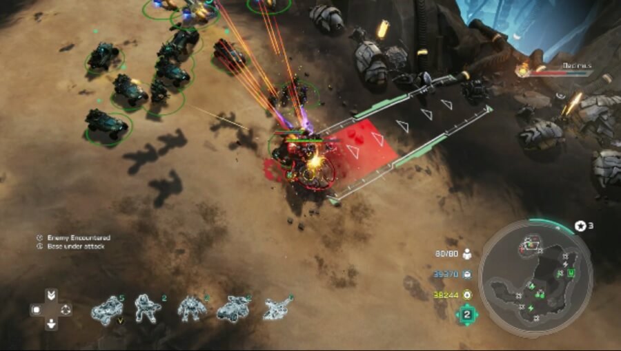 Going after Decimus in Halo Wars 2 with a missile strike.