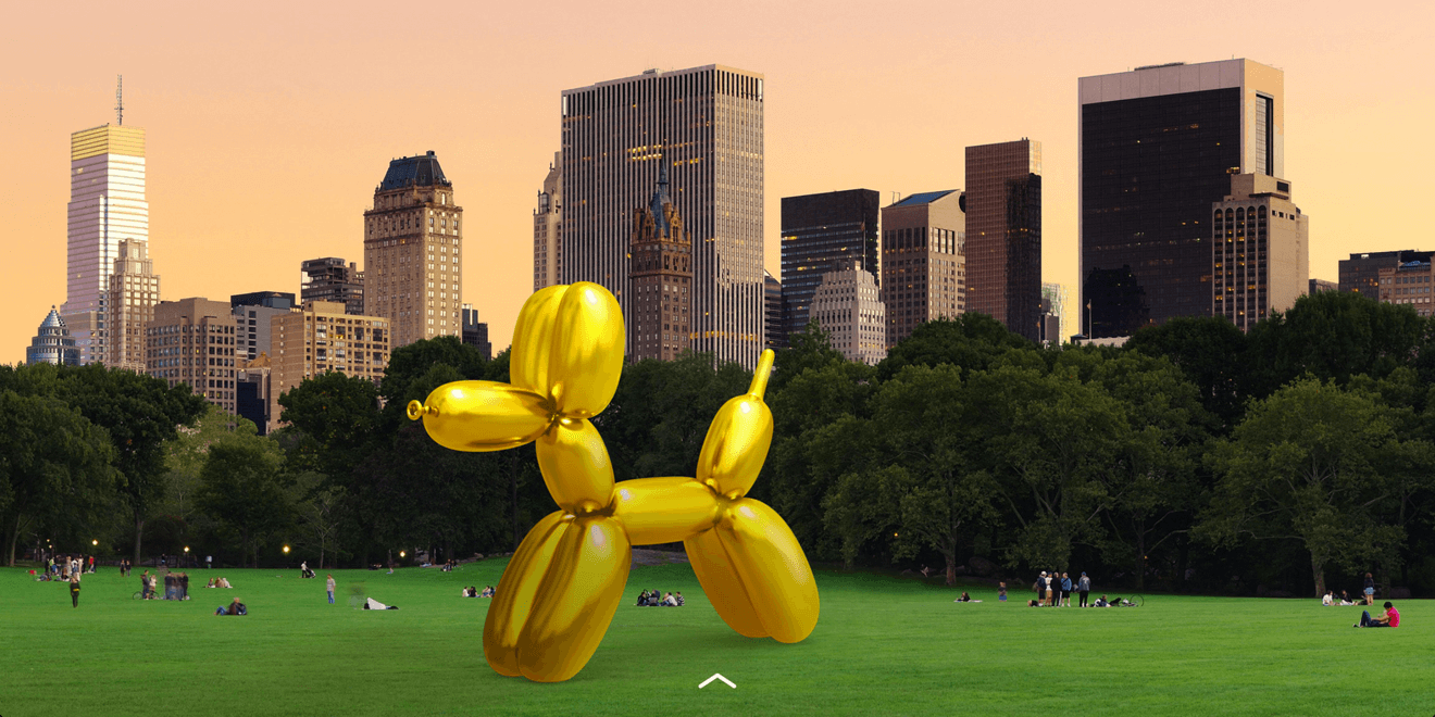 Jeff Koons' soon-to-be-vandalized AR sculpture