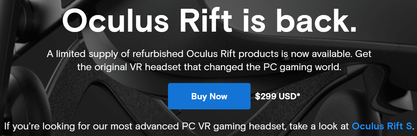 oculus rift s back in stock