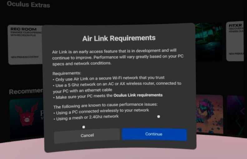 oculus air link activate